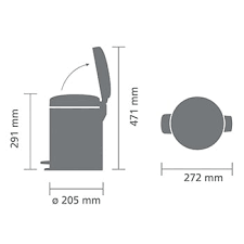 Brabantia NewIcon Мусорное ведро с педалью, нержавеющая сталь на 5л, цвет: минерально-синий 206849