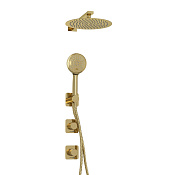 Wasserkraft Ems Душевой комплект: переключатель, верхний и ручной душ, шланг, цвет: глянцевое золото A7651.303.183.208.280.197.207