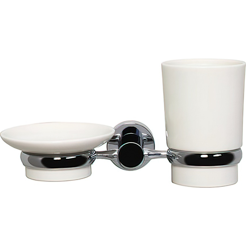 Wasserkraft Мыльница со стаканом, керамическая чаша, подвесная, цвет: хром K-28226