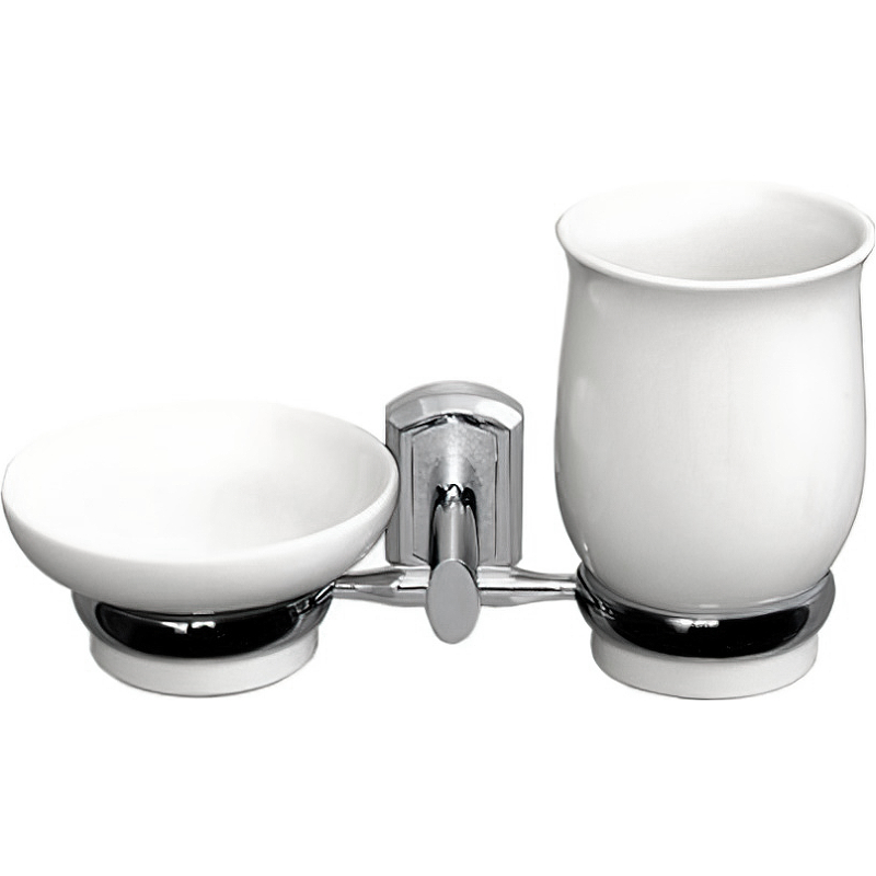 Wasserkraft Мыльница со стаканом, керамическая чаша, подвесная, цвет: хром K-24126