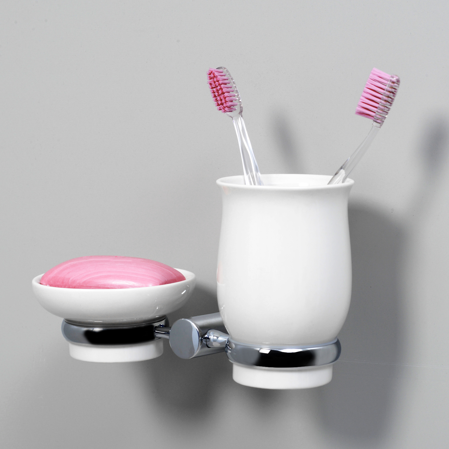 Wasserkraft Мыльница со стаканом, керамическая чаша, подвесная, цвет: хром K-24226