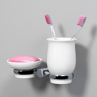 Wasserkraft Мыльница со стаканом, керамическая чаша, подвесная, цвет: хром K-24226