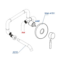 Wasserkraft Смеситель для раковины: внешняя и внутренняя часть, излив 19,3 см, цвет: никель матовый A42583