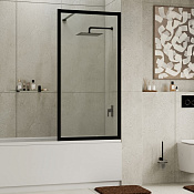 Wasserkraft Abens Шторка на ванну 80х160h см, стекло прозрачное 6 мм, цвет: черный Soft-touch 20W01-80MB