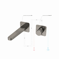 Wasserkraft Tauber Смеситель для раковины: внешняя и внутренняя часть, излив, цвет: никель матовый A6451.298