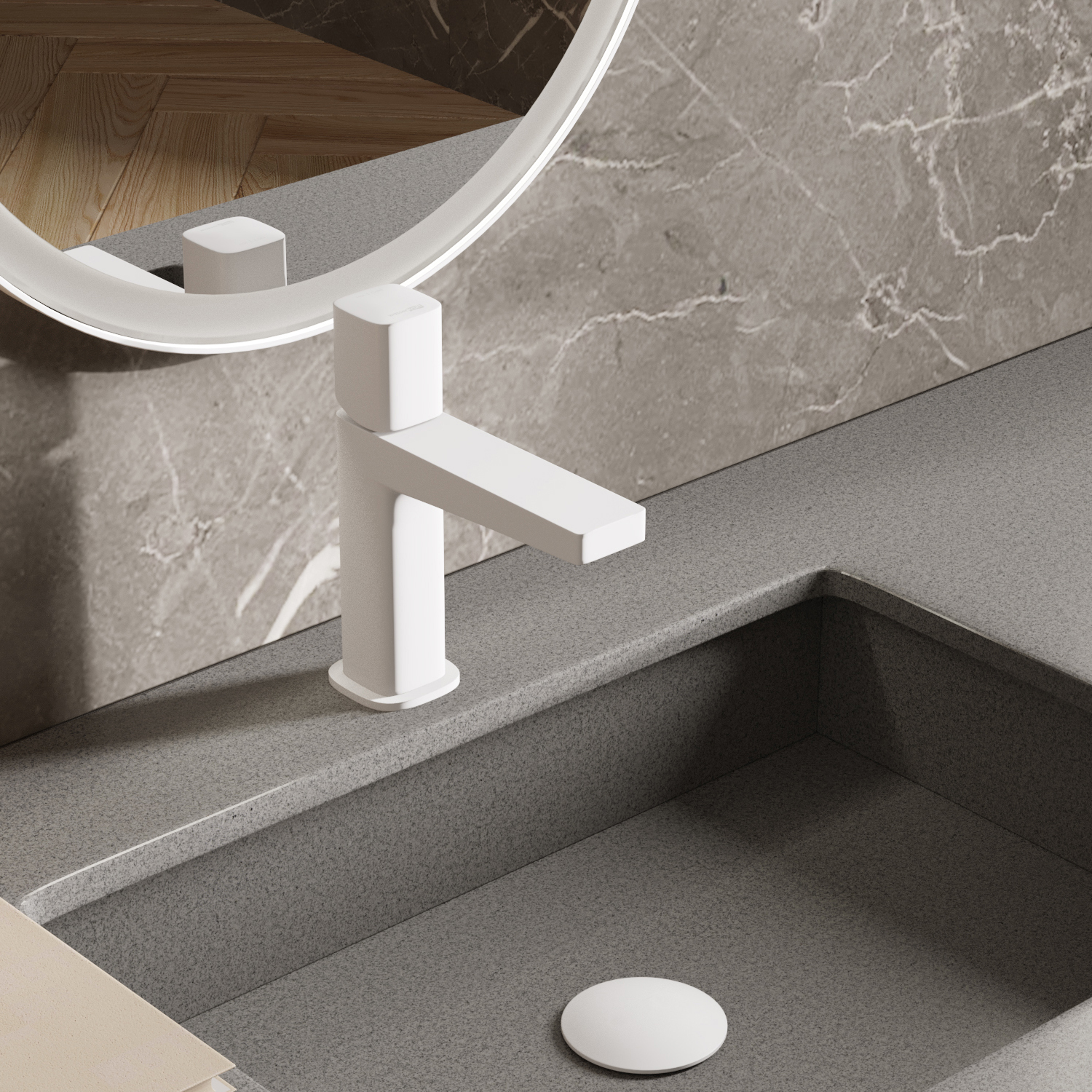 Wasserkraft Saale 9500 Смеситель для раковины, без дк, излив 10,3 см, цвет: белый soft-touch 9503