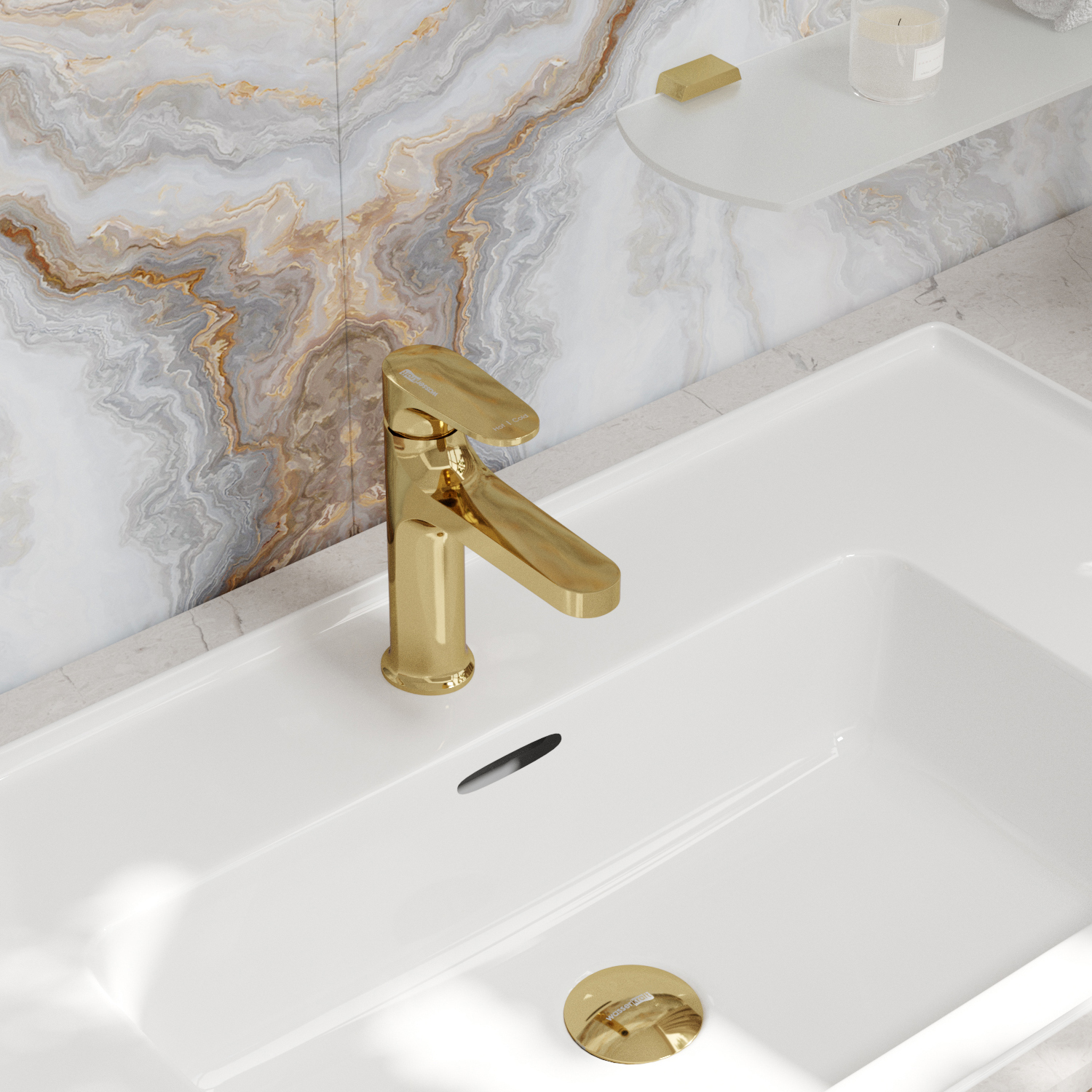 Wasserkraft Neckar 2100 Смеситель для раковины 1 отв., без дк, излив 10,4 см, цвет: глянц. золото 2103