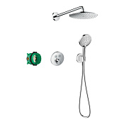 Hansgrohe Raindance S Душевой комплект: термостат, верхний душ 23,6 см, лейка 3 режима, цвет: хром 27951000