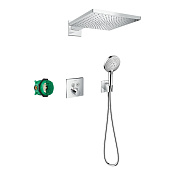 Hansgrohe Raindance E Душевой комплект: термостат, верхний душ 30x30 см, лейка 3 режима, цвет: хром 27952000