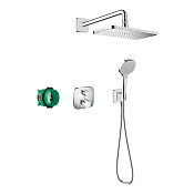 Hansgrohe Croma E Душевой комплект: термостат, верхний душ 28x17 см, лейка 3 режима, цвет: хром 27953000