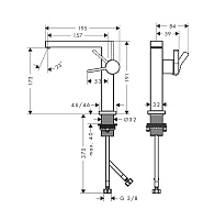 Hansgrohe Tecturis E Смеситель для раковины, высокий, без донного клапана, цвет: хром 73041000