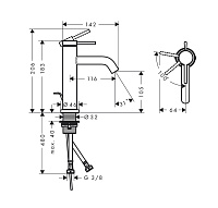Hansgrohe Tecturis S Смеситель для раковины однорычажный, с донным клапаном, цвет: матовый черный 73314670