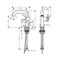 Hansgrohe Tecturis S Смеситель для раковины однорычажный, цвет: шлифованная бронза 73323140