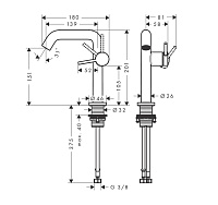 Hansgrohe Tecturis S Смеситель для раковины однорычажный, цвет: шлифованная бронза 73340140