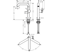 Hansgrohe Tecturis S Смеситель для раковины, высокий, с донным клапаном, цвет: хром 73360000