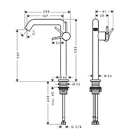 Hansgrohe Tecturis S Смеситель для раковины, высокий, с донным клапаном, цвет: матовый белый 73370700