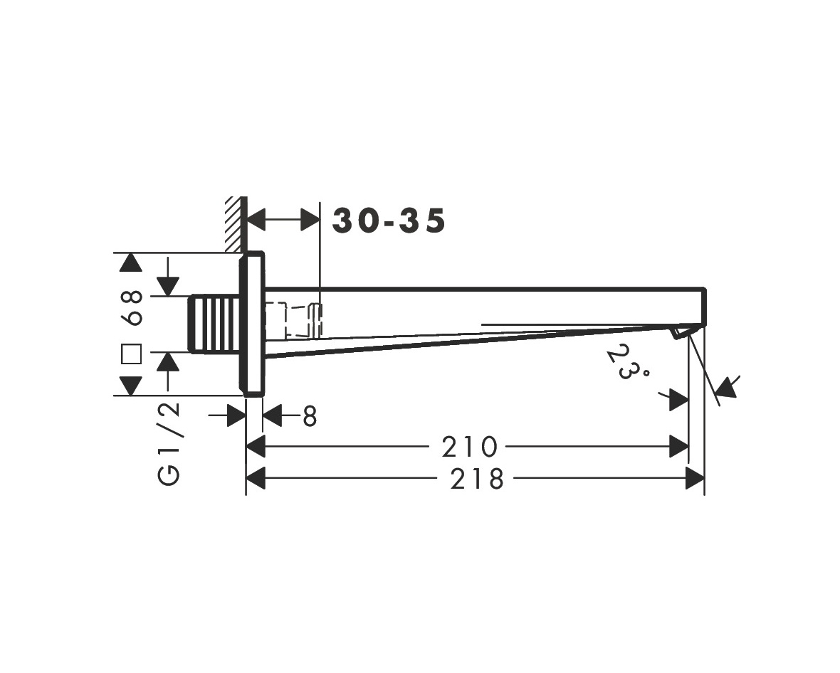 Hansgrohe Tecturis E Излив настенный для ванны 21 см, цвет: шлифованная бронза 73410140