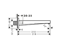 Hansgrohe Tecturis E Излив настенный для ванны 21 см, цвет: шлифованная бронза 73410140