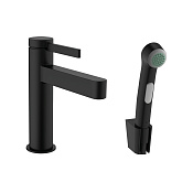 Hansgrohe Finoris Смеситель для раковины однорычажный с гигиеническим душем, цвет: матовый черный 76210670