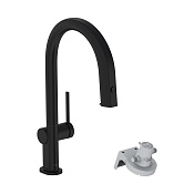 Hansgrohe Aqittura M91 Смеситель для кухни с выдвижным изливом, цвет: черный 76803670