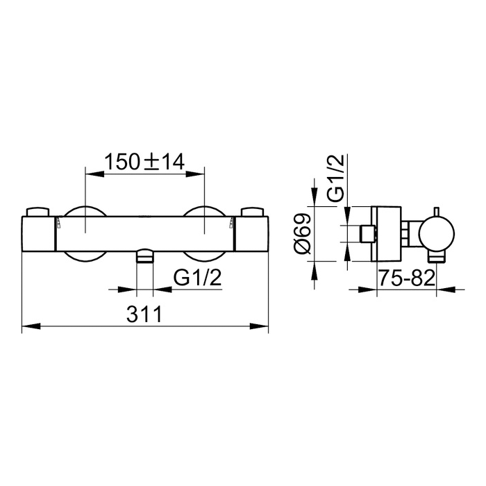 Keuco Plan Blue Cмеситель для душа, наружный, DN15, цвет: хром 53924 010100
