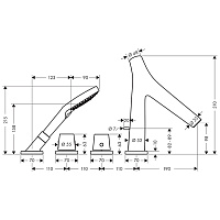 Axor Starck Organic Термостат на борт ванны, с ручным душем, внешняя часть, цвет: шлиф. черный хром 12425340