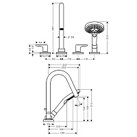 Axor Citterio M Смеситель на борт ванны, с ручным душем, внешняя часть, цвет: полир. розовое золото 34454300