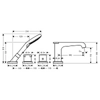 Axor Citterio E Термостат на борт ванны, с ручным душем, внешняя часть, цвет: шлифованный никель 36411820