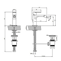 Gessi Emporio Via manzoni Смеситель для биде, однорыч., с донным клапаном, цвет: finox brus nickel 38608#149