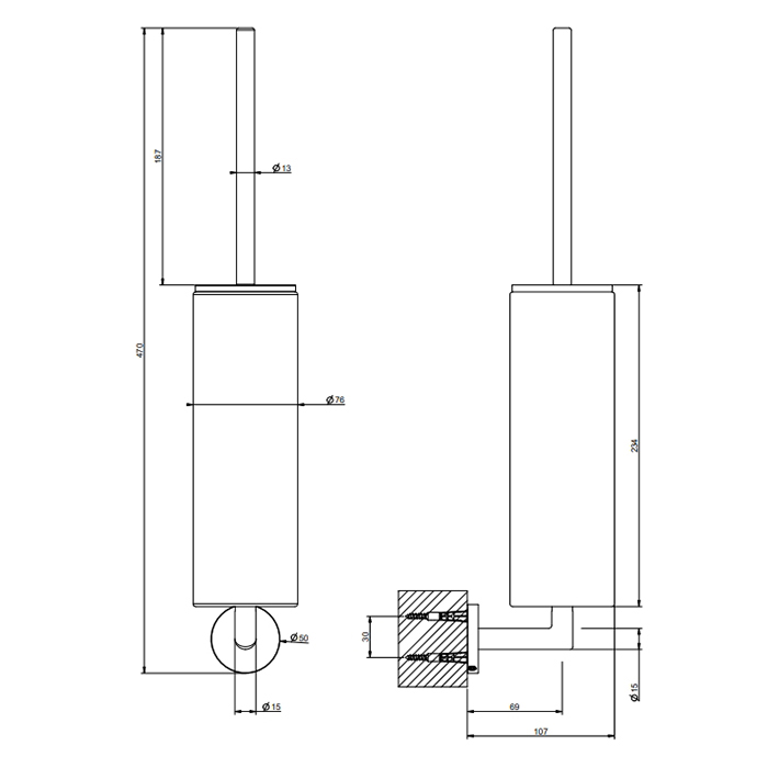 Gessi Tondo Ершик для унитаза подвесной с белой колбой, цвет: chrome 63619#031