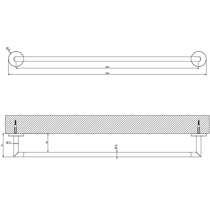 Gessi Tondo Полотенцедержатель, 60 см, подвесной, цвет: chrome 63703#031