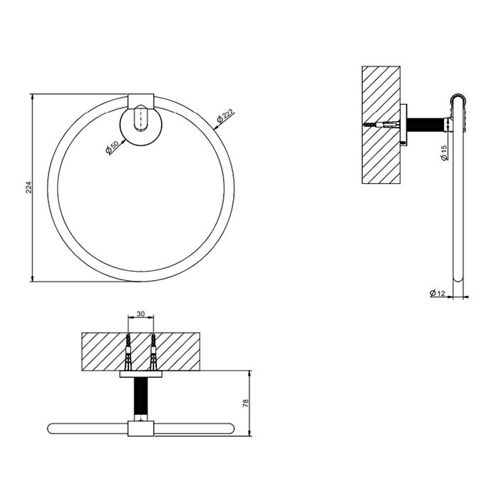 Gessi Ingranaggio Полотенцедержатель кольцевой 22,4 см, цвет: chrome 63909#031