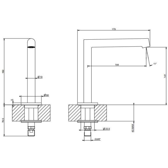 Gessi Ingranaggio Излив отдельностоящий, высота 14,1 см, цвет: black metal brushed PVD 63321#707