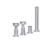 Gessi Inciso Смеситель на борт ванны на 4 отверстия, с ручным душем, цвет: Finox Brushed Nickel 58143#149