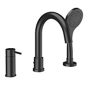 Gessi Emporio Via tortona Смеситель на борт ванны, на 3 отв., с ручным душем, цвет: Matte Black 18637#299