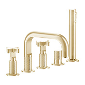 Gessi Inciso Смеситель на борт ванны, на 5 отв., с ручным душем, цвет: Gold PVD 58140#246