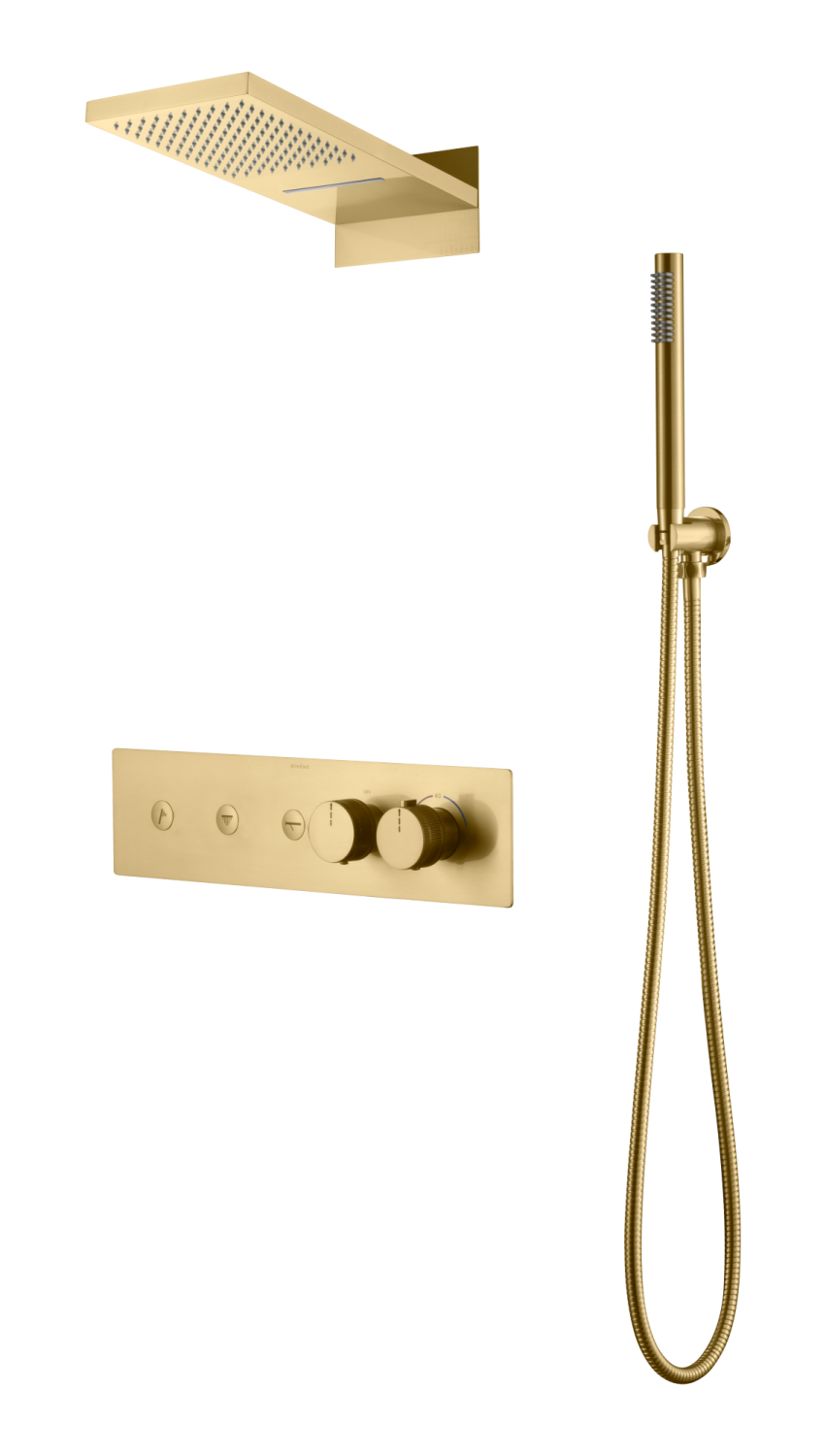 Boheme Fusion Душевой комплект встраиваемый - термостат, верхний душ, 3 потреб., цвет: matt gold 131-MG