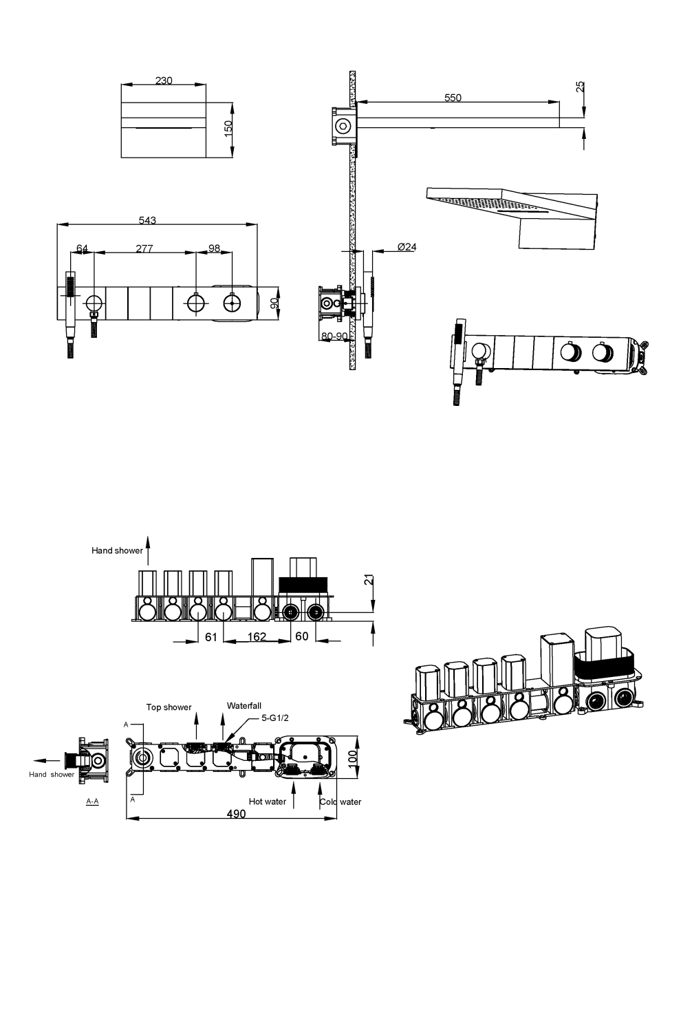 Boheme Zodiac Душевой комплект встраиваемый - смеситель, душ, 3 потребителя, цвет: nickel brush 133-NB