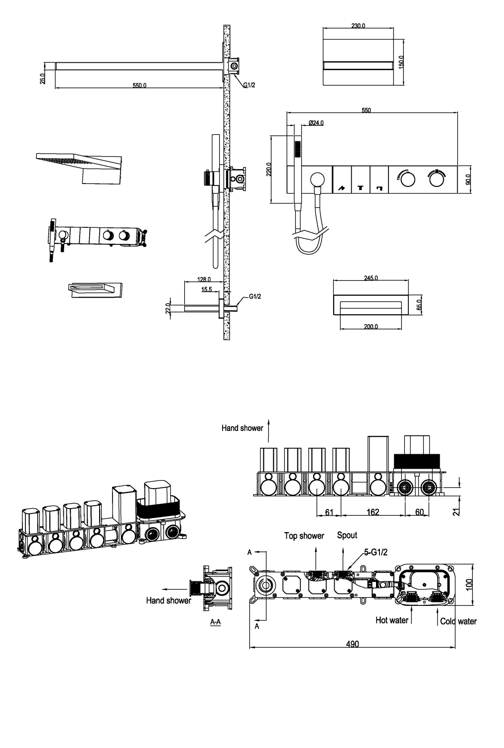 Boheme Zodiac Душевой комплект встраиваемый - термостат, душ, 3 потребителя, цвет: nickel brush 133-2-NB
