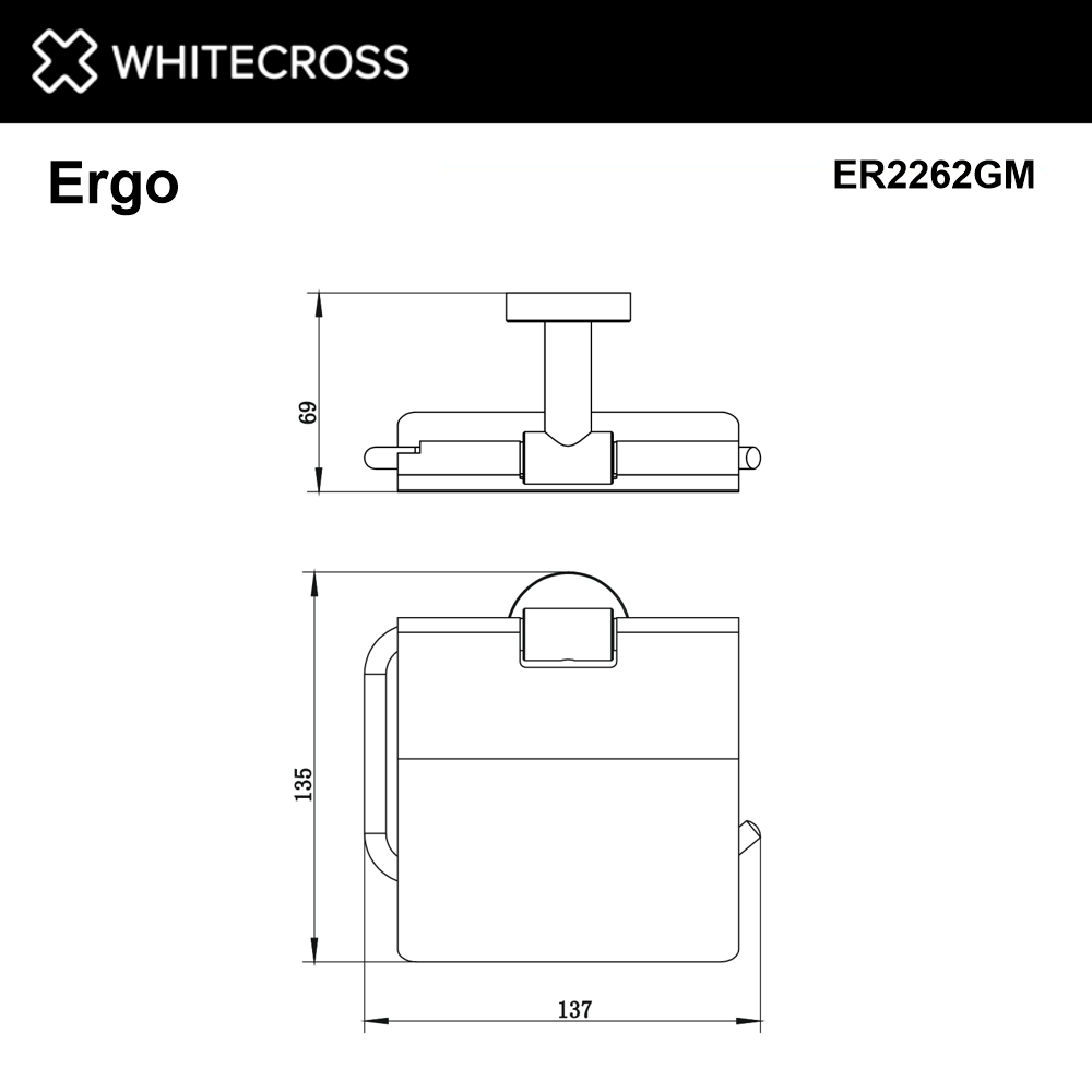 Whitecross Ergo Держатель туалетной бумаги подвесной цвет: оружейная сталь ER2262GM