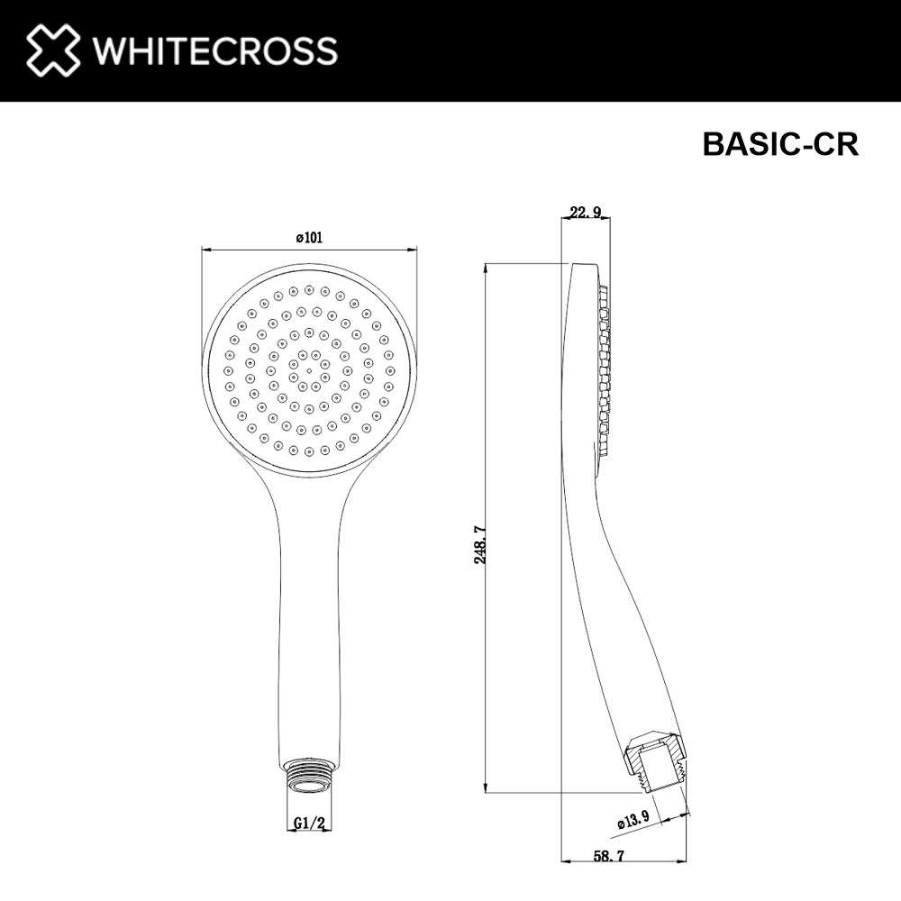Whitecross Душевая лейка 1 режим цвет: хром глянцевый BASIC-CR