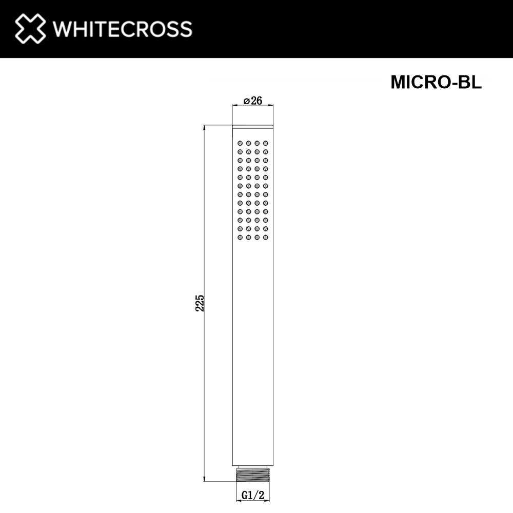 Whitecross Душевая лейка 1 режим, латунь цвет: черный матовый MICRO-BL