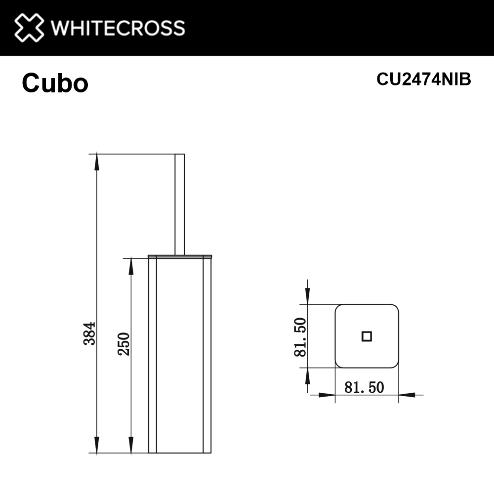 Whitecross Cubo Ершик для унитаза подвесной с латунной колбой, цвет: никель брашированный CU2474NIB