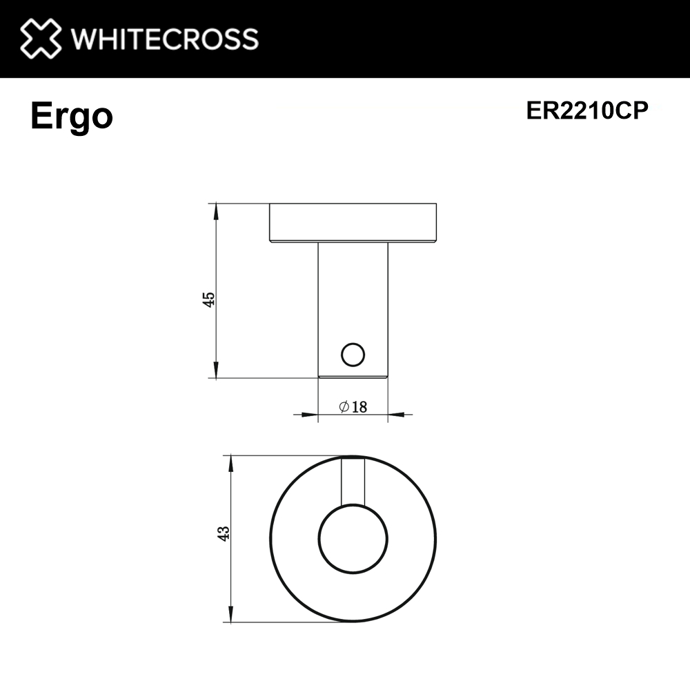 Whitecross Ergo Крючок одинарный цвет: медь глянцевая ER2210CP