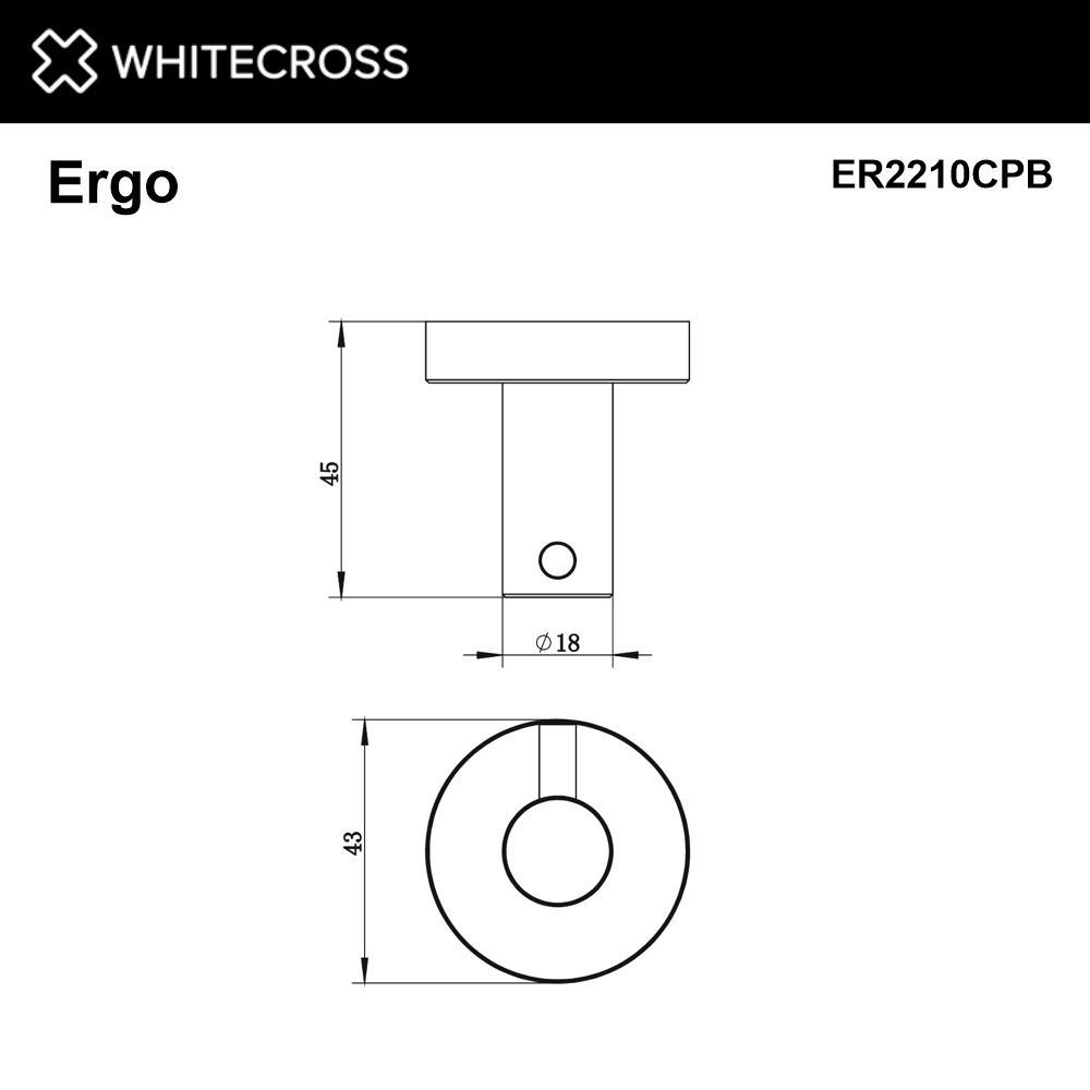 Whitecross Ergo Крючок одинарный цвет: медь брашированная ER2210CPB