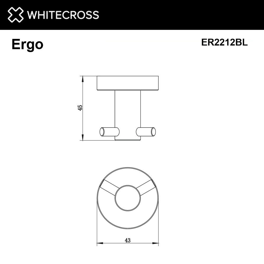 Whitecross Ergo Крючок двойной цвет: черный матовый ER2212BL