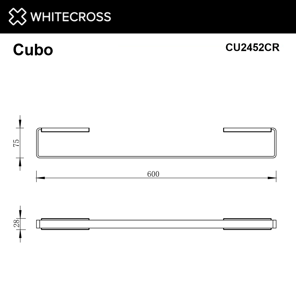 Whitecross Cubo Полотенцедержатель 60 см, цвет: хром глянцевый CU2452CR