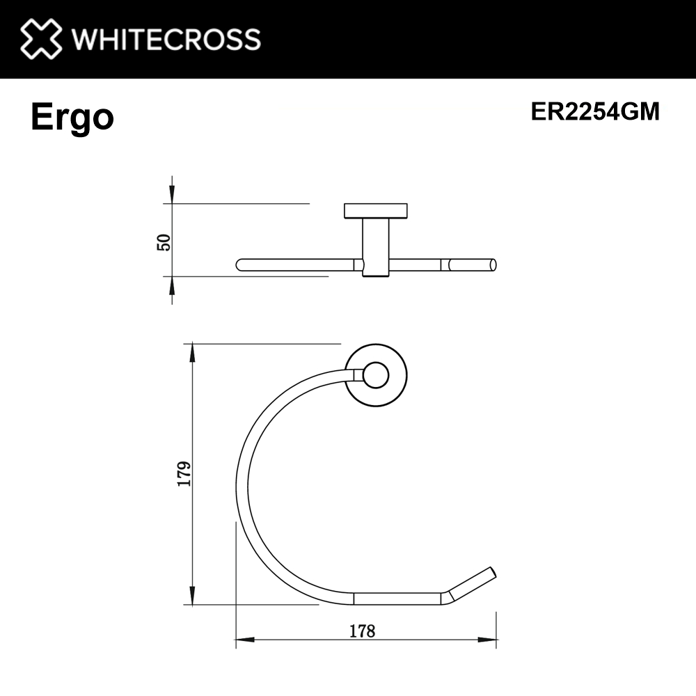 Whitecross Ergo Полотенцедержатель кольцо 17,9 см цвет: оружейная сталь ER2254GM