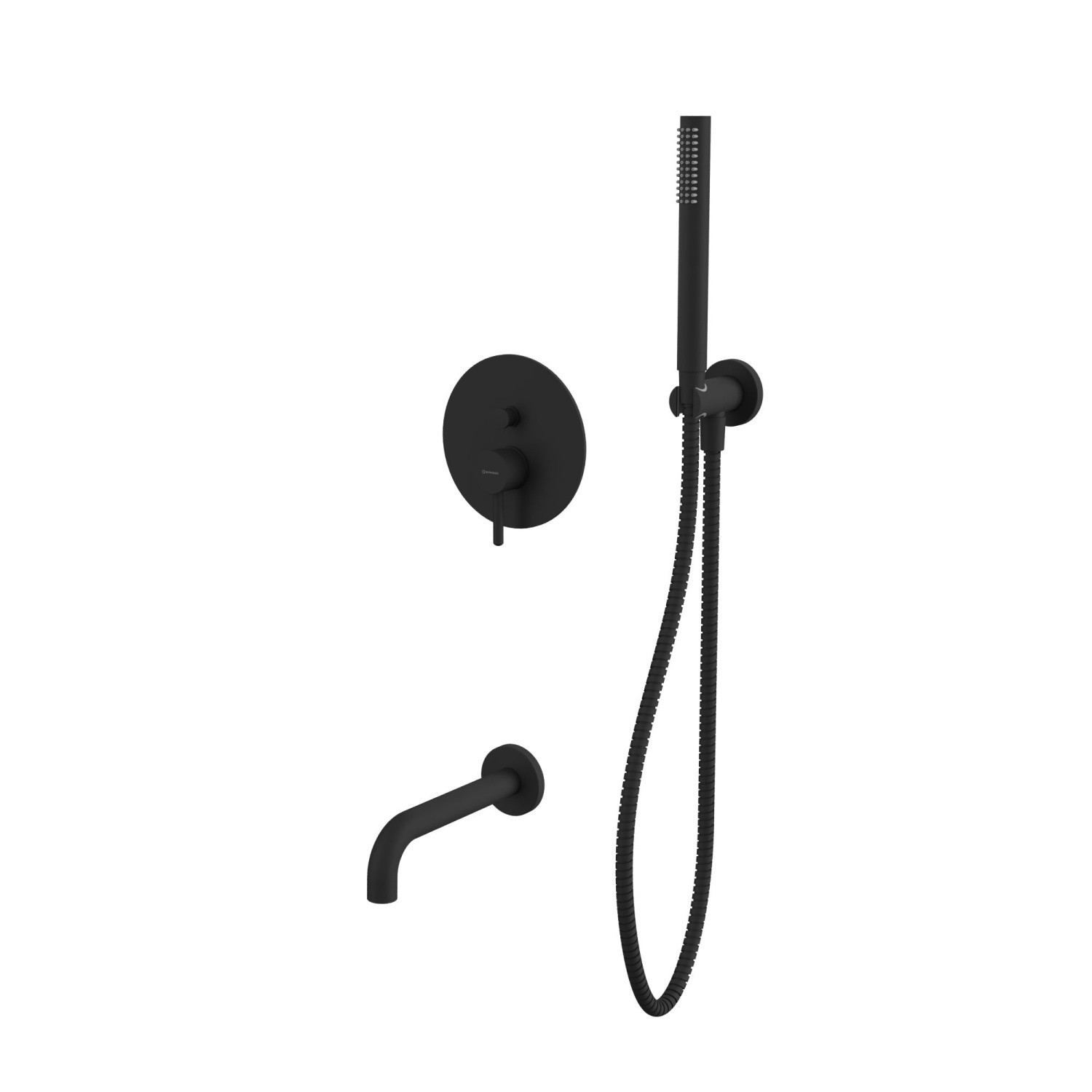 Whitecross Y Смеситель для душа встраиваемый: излив 21 см, ручной душ 150 см, цвет: черный матовый YSET06BL