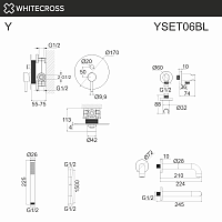 Whitecross Y Смеситель для душа встраиваемый: излив 21 см, ручной душ 150 см, цвет: черный матовый YSET06BL